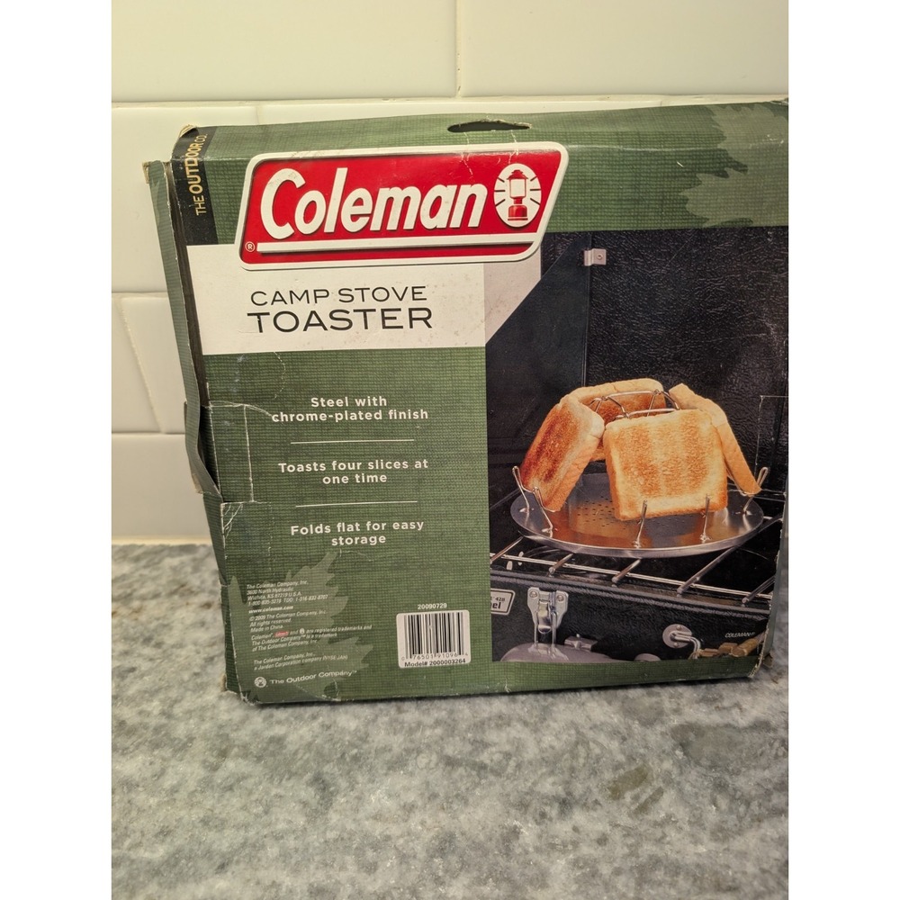 Coleman Camping Toaster  Vintage Folding Stove‑Top Toaster Unused w/ Box